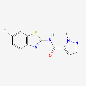 molecular formula C12H9FN4OS B6530161 N-(6-fluoro-1,3-benzothiazol-2-yl)-1-methyl-1H-pyrazole-5-carboxamide CAS No. 1019096-60-6