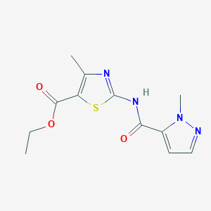 molecular formula C12H14N4O3S B6530193 ethyl 4-methyl-2-(1-methyl-1H-pyrazole-5-amido)-1,3-thiazole-5-carboxylate CAS No. 1019096-78-6