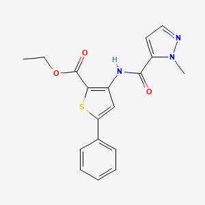 molecular formula C18H17N3O3S B6530196 ethyl 3-(1-methyl-1H-pyrazole-5-amido)-5-phenylthiophene-2-carboxylate CAS No. 1019096-83-3