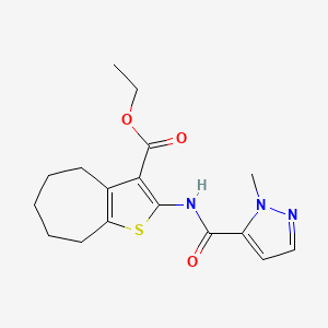 molecular formula C17H21N3O3S B6530202 ethyl 2-(1-methyl-1H-pyrazole-5-amido)-4H,5H,6H,7H,8H-cyclohepta[b]thiophene-3-carboxylate CAS No. 1019096-89-9