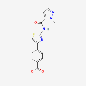 molecular formula C16H14N4O3S B6530205 methyl 4-[2-(1-methyl-1H-pyrazole-5-amido)-1,3-thiazol-4-yl]benzoate CAS No. 1019096-84-4