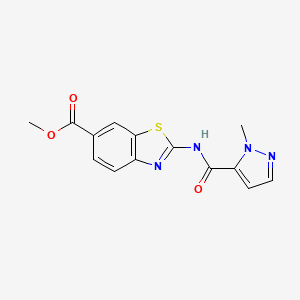 molecular formula C14H12N4O3S B6530213 methyl 2-(1-methyl-1H-pyrazole-5-amido)-1,3-benzothiazole-6-carboxylate CAS No. 1019096-91-3
