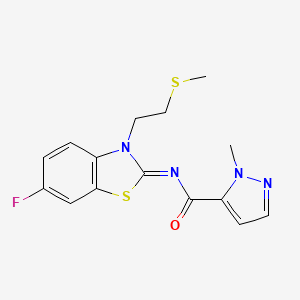 B6530297 N-[(2E)-6-fluoro-3-[2-(methylsulfanyl)ethyl]-2,3-dihydro-1,3-benzothiazol-2-ylidene]-1-methyl-1H-pyrazole-5-carboxamide CAS No. 1019097-23-4