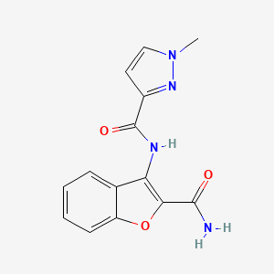 molecular formula C14H12N4O3 B6530367 N-(2-carbamoyl-1-benzofuran-3-yl)-1-methyl-1H-pyrazole-3-carboxamide CAS No. 1020489-44-4