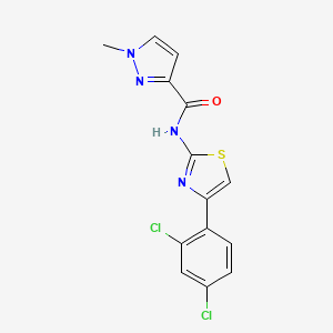 molecular formula C14H10Cl2N4OS B6530368 N-[4-(2,4-dichlorophenyl)-1,3-thiazol-2-yl]-1-methyl-1H-pyrazole-3-carboxamide CAS No. 1020489-46-6