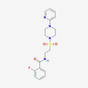molecular formula C18H21FN4O3S B6530544 2-fluoro-N-(2-{[4-(pyridin-2-yl)piperazin-1-yl]sulfonyl}ethyl)benzamide CAS No. 946201-01-0
