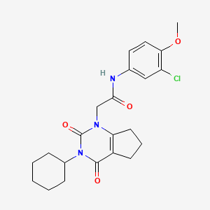 molecular formula C22H26ClN3O4 B6531025 N-(3-chloro-4-methoxyphenyl)-2-(3-cyclohexyl-2,4-dioxo-2,3,4,5,6,7-hexahydro-1H-cyclopenta[d]pyrimidin-1-yl)acetamide CAS No. 946203-57-2
