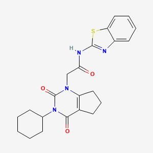 molecular formula C22H24N4O3S B6531053 N-(1,3-benzothiazol-2-yl)-2-{3-cyclohexyl-2,4-dioxo-1H,2H,3H,4H,5H,6H,7H-cyclopenta[d]pyrimidin-1-yl}acetamide CAS No. 946203-91-4