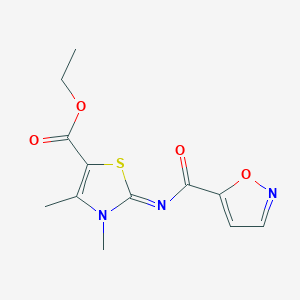 molecular formula C12H13N3O4S B6531081 ethyl 3,4-dimethyl-2-[(1,2-oxazole-5-carbonyl)imino]-2,3-dihydro-1,3-thiazole-5-carboxylate CAS No. 1007073-92-8