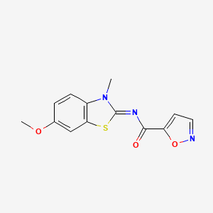 molecular formula C13H11N3O3S B6531088 N-(6-methoxy-3-methyl-2,3-dihydro-1,3-benzothiazol-2-ylidene)-1,2-oxazole-5-carboxamide CAS No. 1007036-98-7