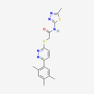 molecular formula C18H19N5OS2 B6531342 N-(5-methyl-1,3,4-thiadiazol-2-yl)-2-{[6-(2,4,5-trimethylphenyl)pyridazin-3-yl]sulfanyl}acetamide CAS No. 923084-15-5
