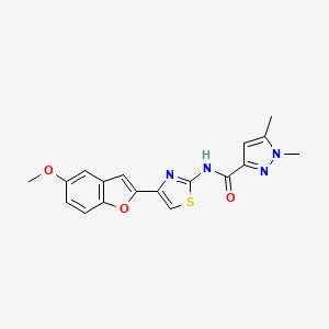 molecular formula C18H16N4O3S B6531412 N-[4-(5-methoxy-1-benzofuran-2-yl)-1,3-thiazol-2-yl]-1,5-dimethyl-1H-pyrazole-3-carboxamide CAS No. 1019100-30-1