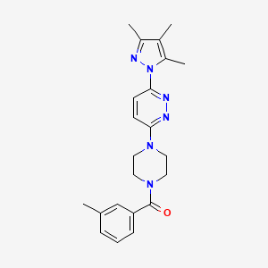 molecular formula C22H26N6O B6531458 3-[4-(3-methylbenzoyl)piperazin-1-yl]-6-(3,4,5-trimethyl-1H-pyrazol-1-yl)pyridazine CAS No. 1020501-82-9