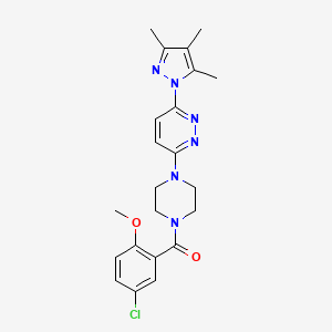 molecular formula C22H25ClN6O2 B6531605 3-[4-(5-chloro-2-methoxybenzoyl)piperazin-1-yl]-6-(3,4,5-trimethyl-1H-pyrazol-1-yl)pyridazine CAS No. 1020502-64-0