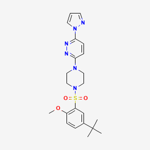 molecular formula C22H28N6O3S B6531680 3-[4-(5-tert-butyl-2-methoxybenzenesulfonyl)piperazin-1-yl]-6-(1H-pyrazol-1-yl)pyridazine CAS No. 1019103-65-1