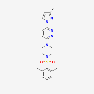 3-(3-methyl-1H-pyrazol-1-yl)-6-[4-(2,4,6-trimethylbenzenesulfonyl)piperazin-1-yl]pyridazine
