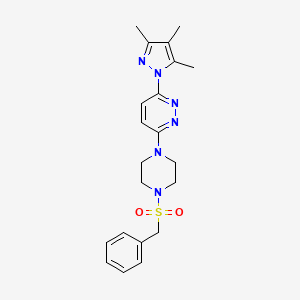 molecular formula C21H26N6O2S B6531744 3-(4-phenylmethanesulfonylpiperazin-1-yl)-6-(3,4,5-trimethyl-1H-pyrazol-1-yl)pyridazine CAS No. 1019104-64-3