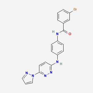 molecular formula C20H15BrN6O B6531775 3-bromo-N-(4-{[6-(1H-pyrazol-1-yl)pyridazin-3-yl]amino}phenyl)benzamide CAS No. 1019105-34-0