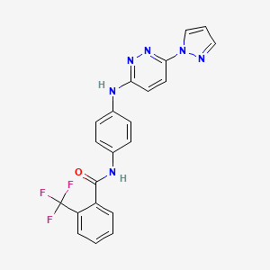 molecular formula C21H15F3N6O B6531791 N-(4-{[6-(1H-pyrazol-1-yl)pyridazin-3-yl]amino}phenyl)-2-(trifluoromethyl)benzamide CAS No. 1019105-42-0