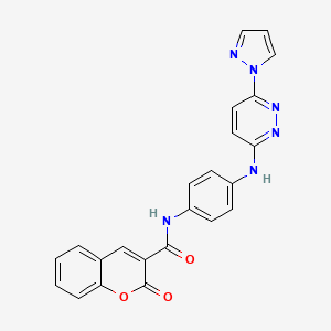 2-oxo-N-(4-{[6-(1H-pyrazol-1-yl)pyridazin-3-yl]amino}phenyl)-2H-chromene-3-carboxamide