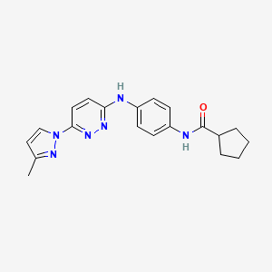 molecular formula C20H22N6O B6531805 N-(4-{[6-(3-methyl-1H-pyrazol-1-yl)pyridazin-3-yl]amino}phenyl)cyclopentanecarboxamide CAS No. 1019105-71-5