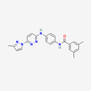 molecular formula C23H22N6O B6531824 3,5-dimethyl-N-(4-{[6-(3-methyl-1H-pyrazol-1-yl)pyridazin-3-yl]amino}phenyl)benzamide CAS No. 1019105-84-0