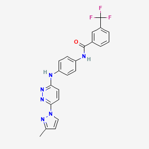 molecular formula C22H17F3N6O B6531910 N-(4-{[6-(3-methyl-1H-pyrazol-1-yl)pyridazin-3-yl]amino}phenyl)-3-(trifluoromethyl)benzamide CAS No. 1019106-16-1