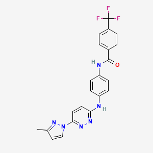 molecular formula C22H17F3N6O B6531915 N-(4-{[6-(3-methyl-1H-pyrazol-1-yl)pyridazin-3-yl]amino}phenyl)-4-(trifluoromethyl)benzamide CAS No. 1019106-17-2