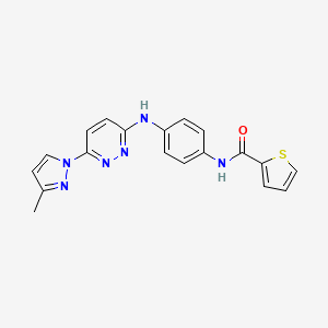 molecular formula C19H16N6OS B6531932 N-(4-{[6-(3-methyl-1H-pyrazol-1-yl)pyridazin-3-yl]amino}phenyl)thiophene-2-carboxamide CAS No. 1019106-21-8