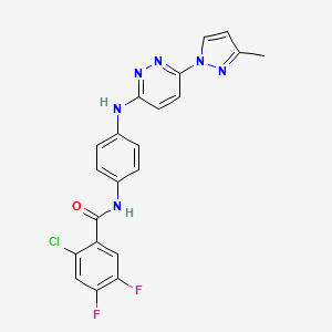 molecular formula C21H15ClF2N6O B6531951 2-chloro-4,5-difluoro-N-(4-{[6-(3-methyl-1H-pyrazol-1-yl)pyridazin-3-yl]amino}phenyl)benzamide CAS No. 1019106-32-1
