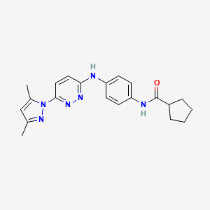 molecular formula C21H24N6O B6532041 N-(4-{[6-(3,5-dimethyl-1H-pyrazol-1-yl)pyridazin-3-yl]amino}phenyl)cyclopentanecarboxamide CAS No. 1019097-45-0
