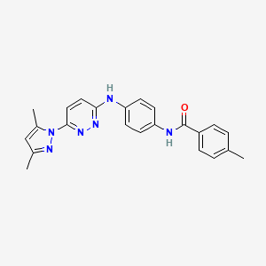 molecular formula C23H22N6O B6532049 N-(4-{[6-(3,5-dimethyl-1H-pyrazol-1-yl)pyridazin-3-yl]amino}phenyl)-4-methylbenzamide CAS No. 1019097-53-0