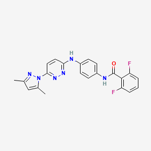 molecular formula C22H18F2N6O B6532149 N-(4-{[6-(3,5-dimethyl-1H-pyrazol-1-yl)pyridazin-3-yl]amino}phenyl)-2,6-difluorobenzamide CAS No. 1019098-09-9