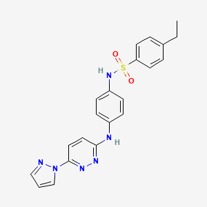 molecular formula C21H20N6O2S B6532239 4-ethyl-N-(4-{[6-(1H-pyrazol-1-yl)pyridazin-3-yl]amino}phenyl)benzene-1-sulfonamide CAS No. 1019098-61-3