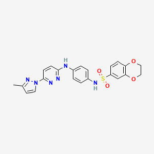 molecular formula C22H20N6O4S B6532287 N-(4-{[6-(3-methyl-1H-pyrazol-1-yl)pyridazin-3-yl]amino}phenyl)-2,3-dihydro-1,4-benzodioxine-6-sulfonamide CAS No. 1019098-85-1