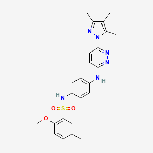 2-methoxy-5-methyl-N-(4-{[6-(3,4,5-trimethyl-1H-pyrazol-1-yl)pyridazin-3-yl]amino}phenyl)benzene-1-sulfonamide