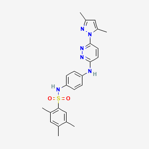 molecular formula C24H26N6O2S B6532323 N-(4-{[6-(3,5-dimethyl-1H-pyrazol-1-yl)pyridazin-3-yl]amino}phenyl)-2,4,5-trimethylbenzene-1-sulfonamide CAS No. 1019099-11-6