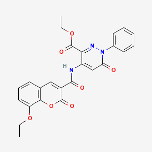 molecular formula C25H21N3O7 B6532368 ethyl 4-(8-ethoxy-2-oxo-2H-chromene-3-amido)-6-oxo-1-phenyl-1,6-dihydropyridazine-3-carboxylate CAS No. 946363-68-4
