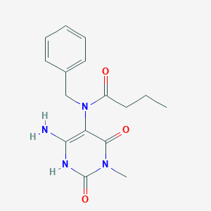 molecular formula C16H20N4O3 B065337 N-(6-Amino-3-methyl-2,4-dioxo-1,2,3,4-tetrahydropyrimidin-5-yl)-N-benzylbutyramide CAS No. 191982-10-2