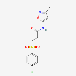 molecular formula C13H13ClN2O4S B6534574 3-(4-chlorobenzenesulfonyl)-N-(3-methyl-1,2-oxazol-5-yl)propanamide CAS No. 1021250-04-3