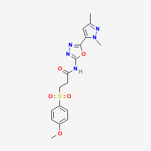 molecular formula C17H19N5O5S B6535067 N-[5-(1,3-dimethyl-1H-pyrazol-5-yl)-1,3,4-oxadiazol-2-yl]-3-(4-methoxybenzenesulfonyl)propanamide CAS No. 1172981-77-9
