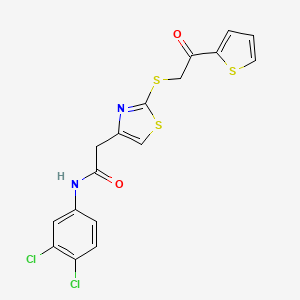 molecular formula C17H12Cl2N2O2S3 B6535253 N-(3,4-dichlorophenyl)-2-(2-{[2-oxo-2-(thiophen-2-yl)ethyl]sulfanyl}-1,3-thiazol-4-yl)acetamide CAS No. 1021253-88-2