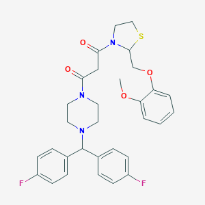 1-[4-[Bis(4-fluorophenyl)methyl]piperazin-1-yl]-3-[2-[(2-methoxyphenoxy)methyl]-1,3-thiazolidin-3-yl]propane-1,3-dione