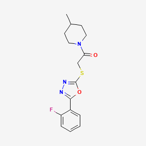 2-{[5-(2-fluorophenyl)-1,3,4-oxadiazol-2-yl]sulfanyl}-1-(4-methylpiperidin-1-yl)ethan-1-one