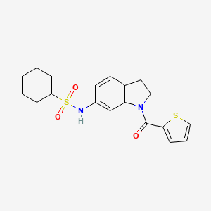 molecular formula C19H22N2O3S2 B6536461 N-[1-(thiophene-2-carbonyl)-2,3-dihydro-1H-indol-6-yl]cyclohexanesulfonamide CAS No. 1040658-62-5