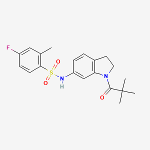 molecular formula C20H23FN2O3S B6536541 N-[1-(2,2-dimethylpropanoyl)-2,3-dihydro-1H-indol-6-yl]-4-fluoro-2-methylbenzene-1-sulfonamide CAS No. 1040660-25-0