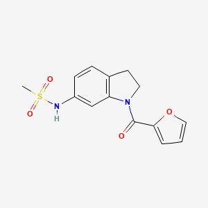 molecular formula C14H14N2O4S B6536548 N-[1-(furan-2-carbonyl)-2,3-dihydro-1H-indol-6-yl]methanesulfonamide CAS No. 1040661-21-9