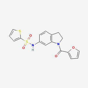 molecular formula C17H14N2O4S2 B6536555 N-[1-(furan-2-carbonyl)-2,3-dihydro-1H-indol-6-yl]thiophene-2-sulfonamide CAS No. 1040661-28-6