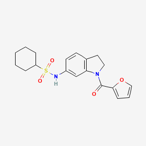 molecular formula C19H22N2O4S B6536579 N-[1-(furan-2-carbonyl)-2,3-dihydro-1H-indol-6-yl]cyclohexanesulfonamide CAS No. 1040661-84-4