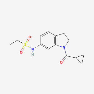 molecular formula C14H18N2O3S B6536594 N-(1-cyclopropanecarbonyl-2,3-dihydro-1H-indol-6-yl)ethane-1-sulfonamide CAS No. 1040637-65-7
